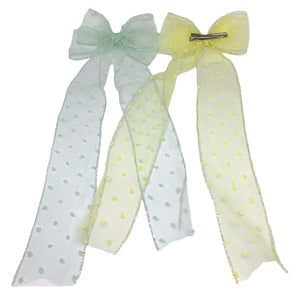 HAIRSTORY Long Tail Chiffon Bow Knot Pin Curl Clip (#21)