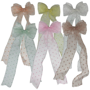 HAIRSTORY Long Tail Chiffon Bow Knot Pin Curl Clip (#21)