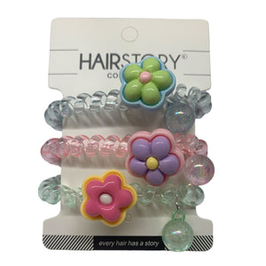 HAIRSTORY Flower Telephone Wire Spiral Coil Pony Hair Tie (#23)