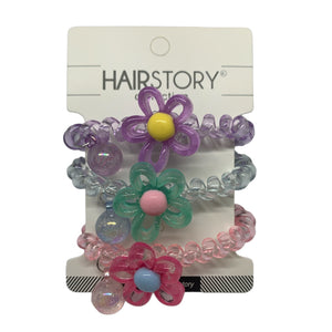 HAIRSTORY Flower Telephone Wire Spiral Coil Pony Hair Tie (#23)