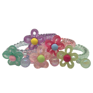 HAIRSTORY Flower Telephone Wire Spiral Coil Pony Hair Tie (#23)