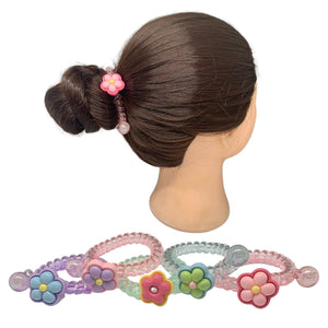 HAIRSTORY Flower Telephone Wire Spiral Coil Pony Hair Tie (#23)