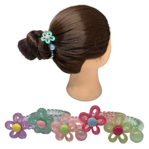 HAIRSTORY Flower Telephone Wire Spiral Coil Pony Hair Tie (#23)