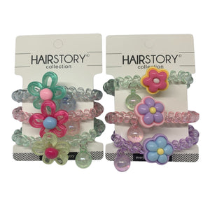 HAIRSTORY Flower Telephone Wire Spiral Coil Pony Hair Tie (#23)