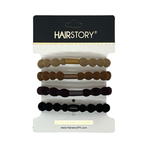 HAIRSTORY Wave Elastic Hair Tie with Tube Accent (Pack of 4)