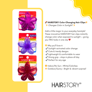 HAIRSTORY Sun UV Color Changing Double Sided Plumeria Flower Hair Clip Clamp with Paint Splash Center