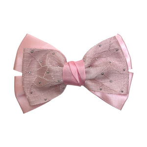 HAIRSTORY BHO00130 Bow Satin Fabric W/ Dotted Rhinestones