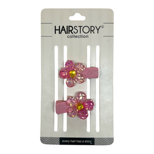 HAIRSTORY Glittered Flower Charm Snap Clip (001-GF)