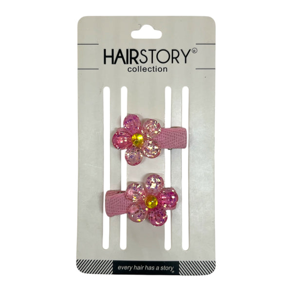 HAIRSTORY Glittered Flower Charm Snap Clip (001-GF)