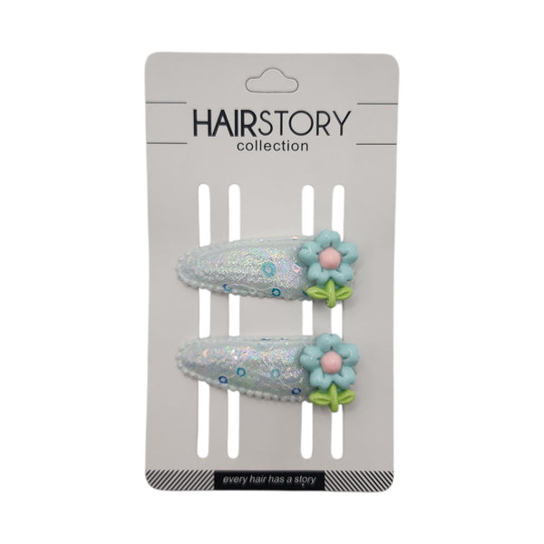 HAIRSTORY Sequin Flower Charm Snap Clip (#25-SF)