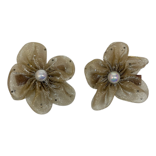 HAIRSTORY Shimmer Organza Flower Charm Pin Clip (003-SOF)