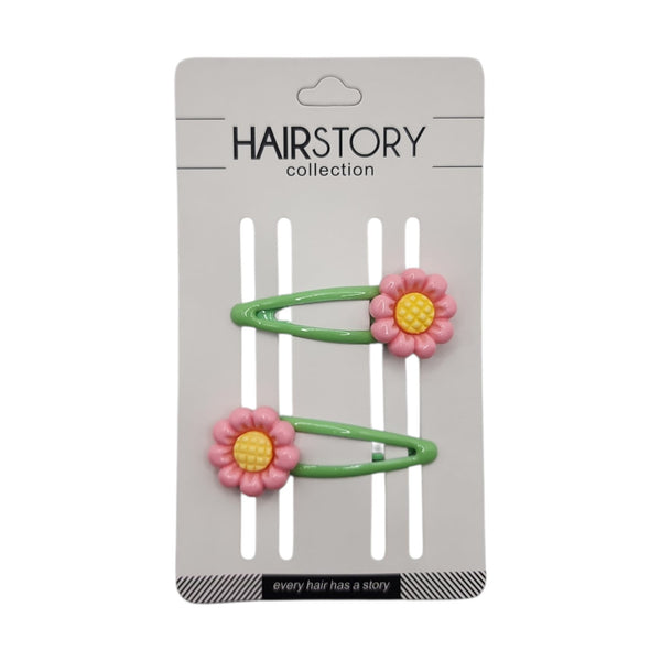 HAIRSTORY Daisy Flower Charm Snap Clip (#13-D)