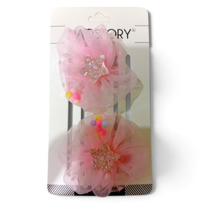 HAIRSTORY Sweet Pastel Flower W/Star and Beads Hair Clip