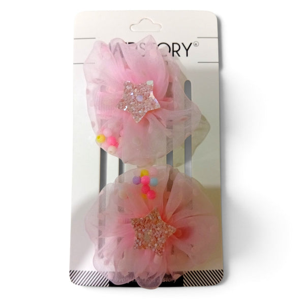 HAIRSTORY Sweet Pastel Flower W/Star and Beads Hair Clip