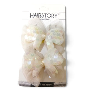 HAIRSTORY 001-BS Cute Pastel Bow Sequin Hair Clip