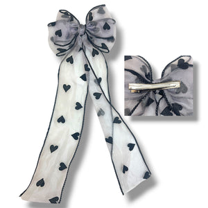 HAIRSTORY #210-5 Ribbon Long Bow Big Heart
