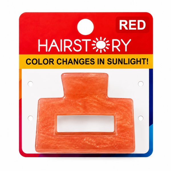 HAIRSTORY Sun UV Color Changing Acrylic Square Hollow Out Clamp 5 Cm