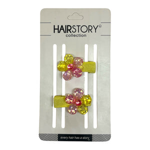 HAIRSTORY Glittered Flower Charm Snap Clip (001-GF)