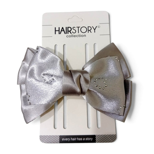 HAIRSTORY Satin Rhinestone Bow Hair Clips