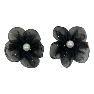 HAIRSTORY Shimmer Organza Flower Charm Pin Clip (003-SOF)
