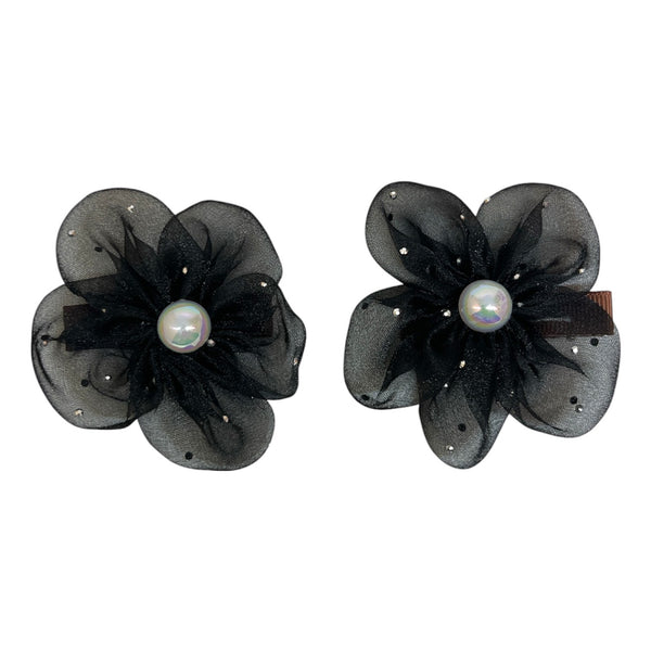 HAIRSTORY Shimmer Organza Flower Charm Pin Clip (003-SOF)