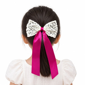 HAIRSTORY Lace Satin Long Bow Hairclip