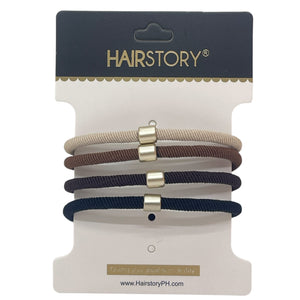 HAIRSTORY Classic Elastic Hair Tie W/ Gold Accent