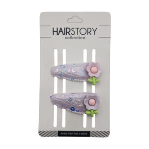 HAIRSTORY Sequin Flower Charm Snap Clip (#25-SF)