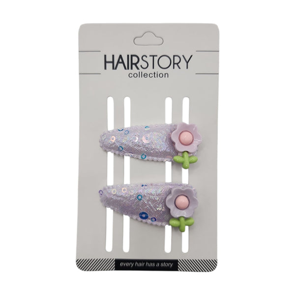 HAIRSTORY Sequin Flower Charm Snap Clip (#25-SF)