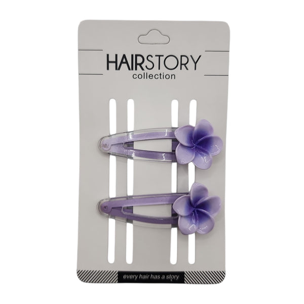 HAIRSTORY Transparent Plumeria Flower Snap Clip (#13-TPF)