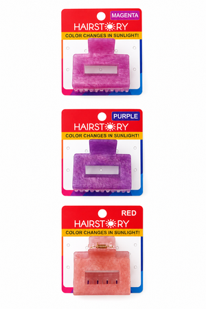 HAIRSTORY Sun UV Color Changing Acrylic Square Hollow Out Clamp 5 Cm
