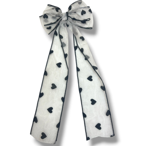 HAIRSTORY #210-5 Ribbon Long Bow Big Heart