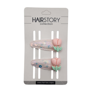 HAIRSTORY Sequin Flower Charm Snap Clip (#25-SF)