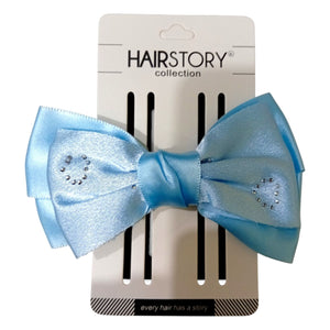 HAIRSTORY Satin Rhinestone Bow Hair Clips