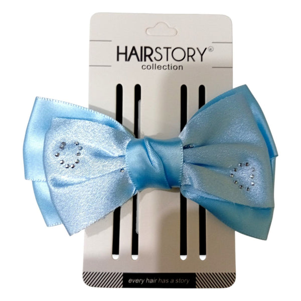 HAIRSTORY Satin Rhinestone Bow Hair Clips