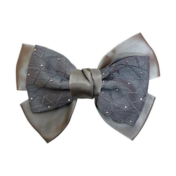 HAIRSTORY BHO00130 Bow Satin Fabric W/ Dotted Rhinestones