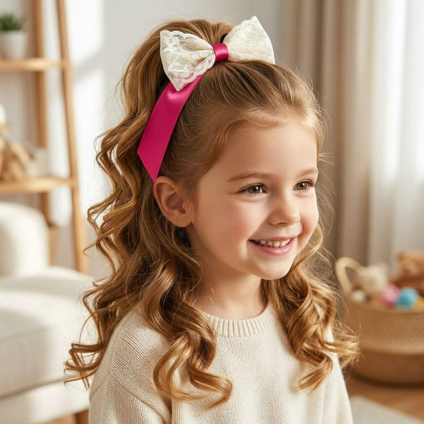 HAIRSTORY Lace Satin Long Bow Hairclip