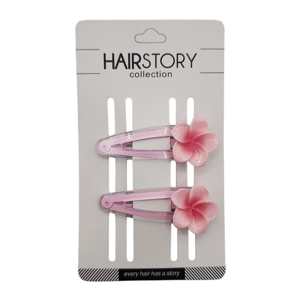 HAIRSTORY Transparent Plumeria Flower Snap Clip (#13-TPF)