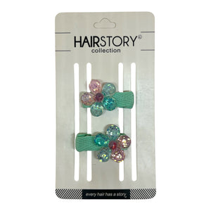 HAIRSTORY Glittered Flower Charm Snap Clip (001-GF)