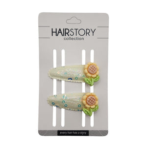 HAIRSTORY Sequin Flower Charm Snap Clip (#25-SF)