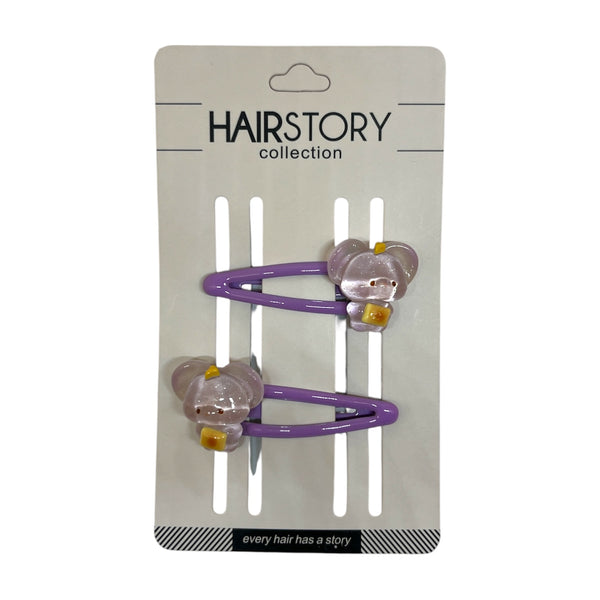 HAIRSTORY Teddy Bear Charm Snap Clip (#21-T)