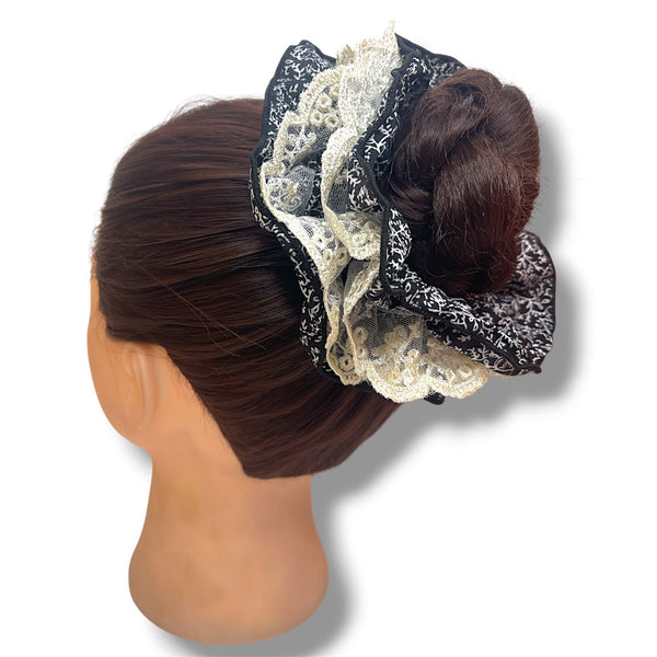 HAIRSTORY 6035 Large Scrunchies W/Lace