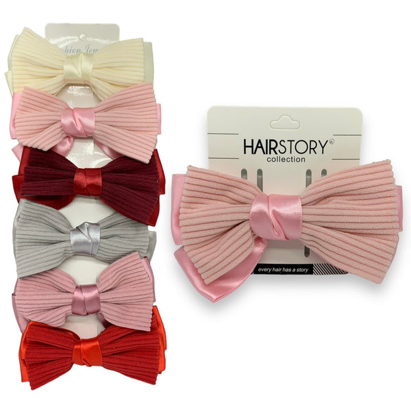 HAIRSTORY Double Bow Velvet Pin Curl Clips-#7A