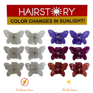 HAIRSTORY Sun UV Color Changing Clips Small Butterfly Hair Claw