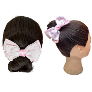 HAIRSTORY BHO00130 Bow Satin Fabric W/ Dotted Rhinestones