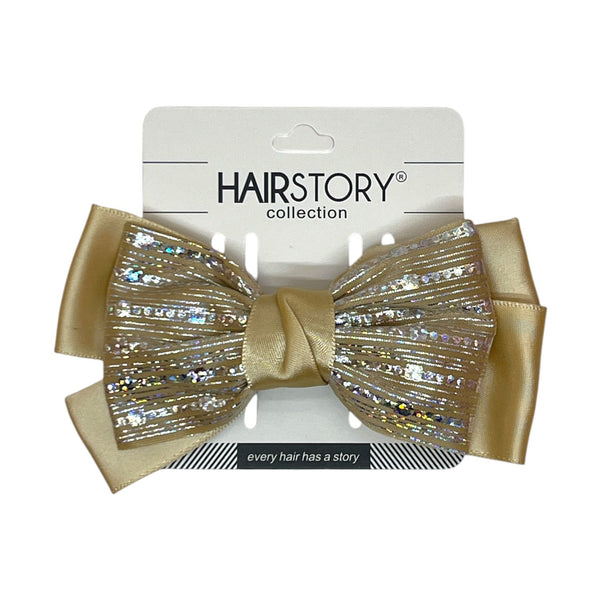 HAIRSTORY BHO00129 Shimmer Satin Bow Hair Clip