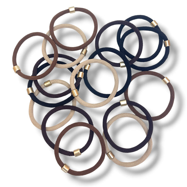 HAIRSTORY 6048 Classic Elastic Hair Tie W/ Gold Accent
