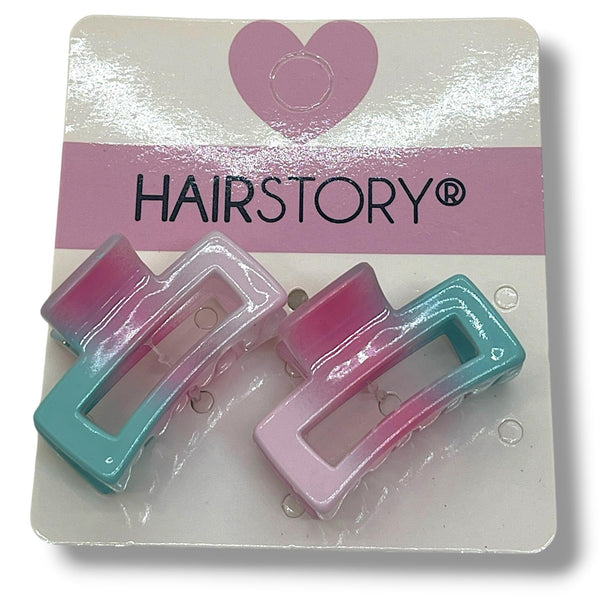HAIRSTORY 61362-2-61381 Tri-Color Mini Hair Claw Clips