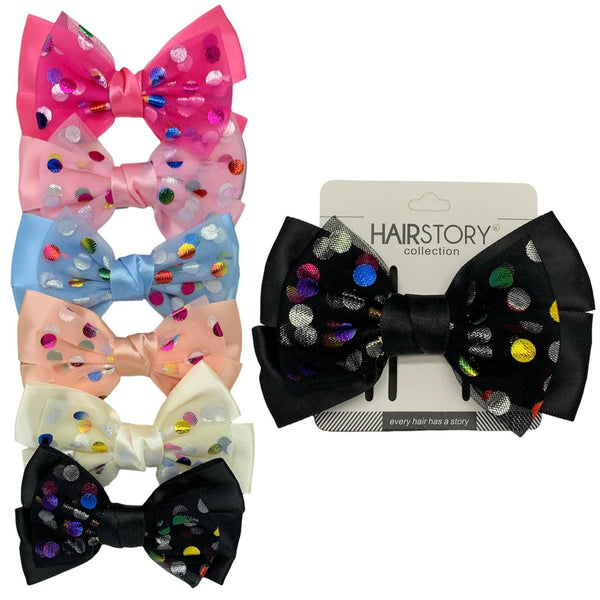 HAIRSTORY Double Bow Polka Pin Curl Clips-#7A