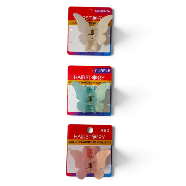 HAIRSTORY CCAH-0012 Sun UV Color Changing Acrylic Butterfly Clamp